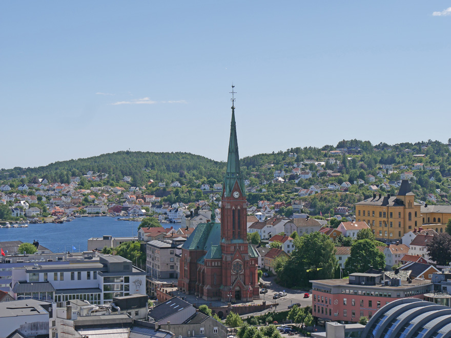 View of Arendal from top of Fl&oslash;yheia