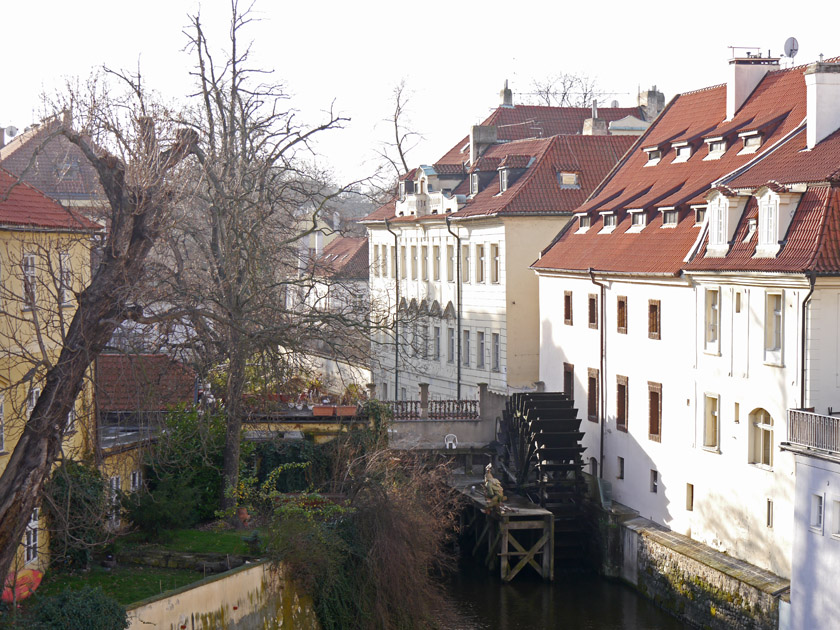 Grand Priory Mill Wheel on Canal in Mal&aacute; Strana